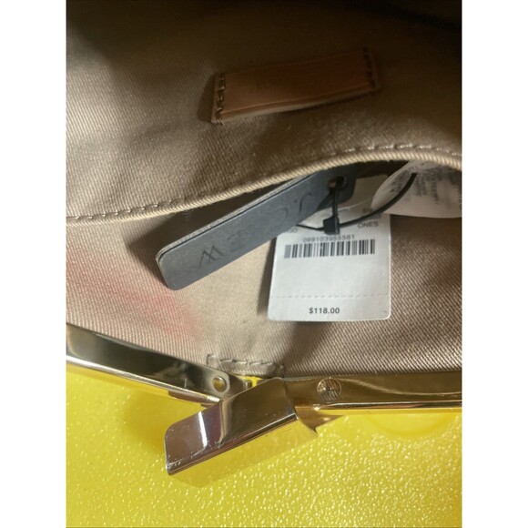 J Crew Collection Womens Faux Leather Gold Lamé Hinge Clutch Handbag Wallet - Picture 10 of 10